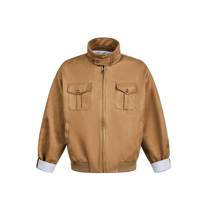Faux Suede Cropped Workwear Jacket