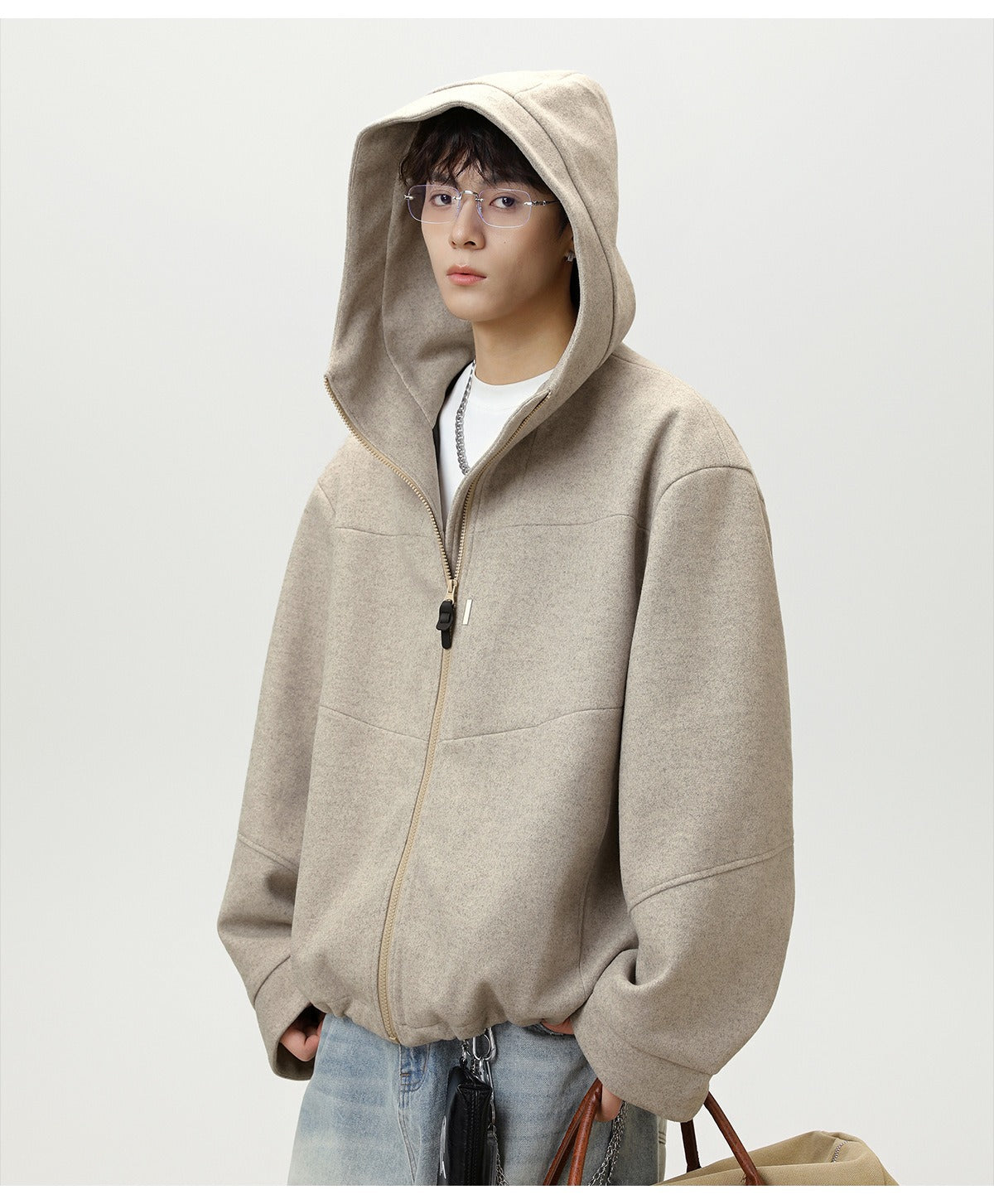 Heavyweight Wool Blend Hooded Jacket Classic & Warm