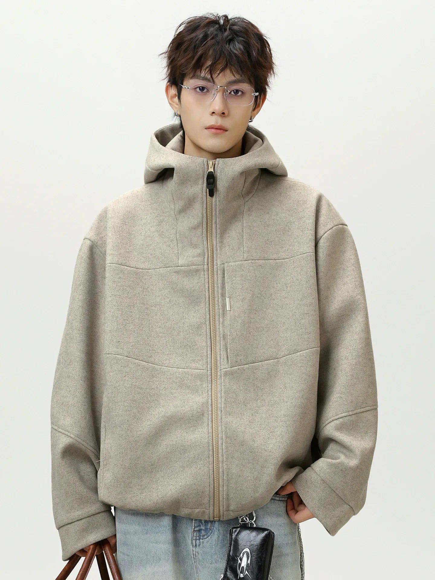 Heavyweight Wool Blend Hooded Jacket Classic & Warm