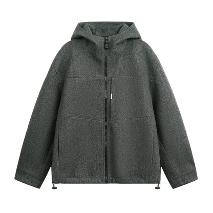 Heavyweight Wool Blend Hooded Jacket Classic & Warm