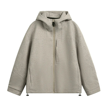 Heavyweight Wool Blend Hooded Jacket Classic & Warm
