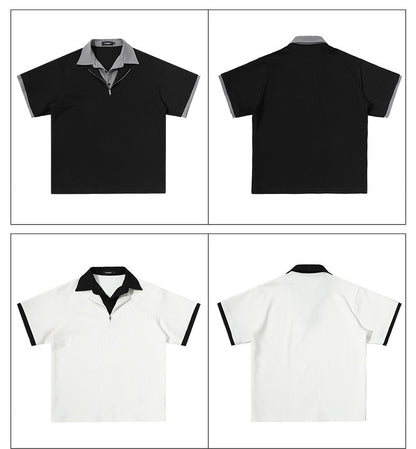 Relaxed Fit Half-Zip Polo Men's Heavyweight Design Shirt