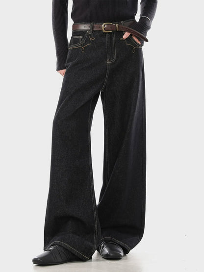 Retro Baggy Denim with Contrast Stitch