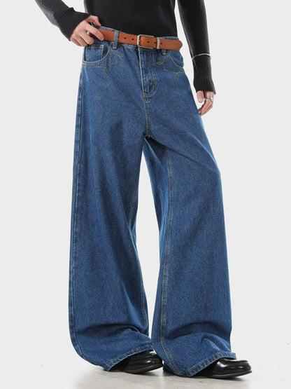 Retro Baggy Denim with Contrast Stitch