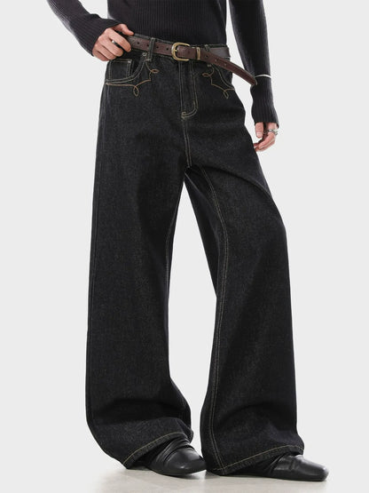 Retro Baggy Denim with Contrast Stitch