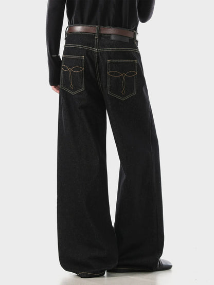 Retro Baggy Denim with Contrast Stitch