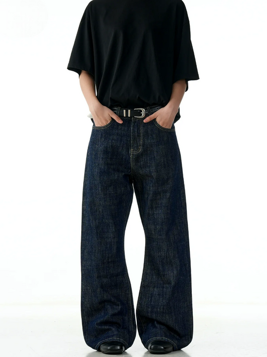 Retro Baggy Jeans Indigo Denim Wide Leg Pants