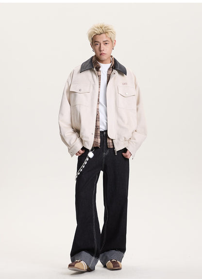 Retro Barn Jacket Contrast Collar High Street