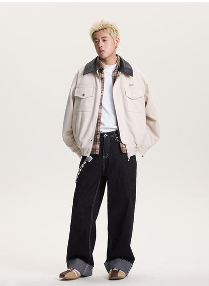 Retro Barn Jacket Contrast Collar High Street