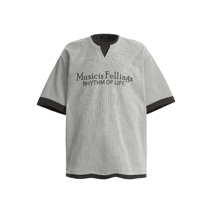 Retro Clean Fit Faux Layer Tee Men's Contrast Trim Top
