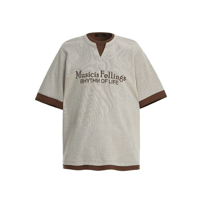 Retro Clean Fit Faux Layer Tee Men's Contrast Trim Top