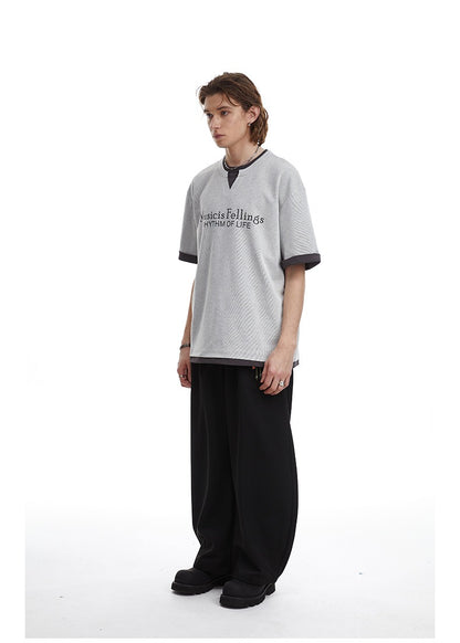 Retro Clean Fit Faux Layer Tee Men's Contrast Trim Top