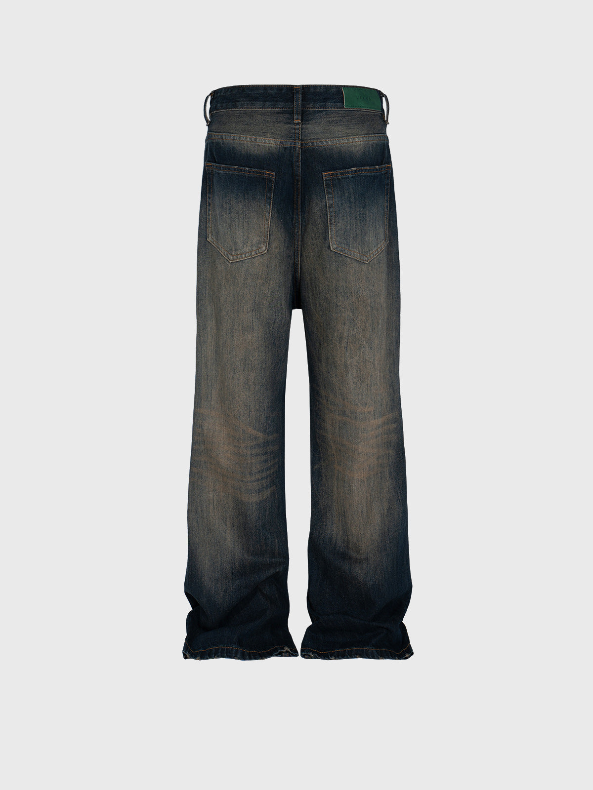 Retro Washed Flared Jeans Textured Denim