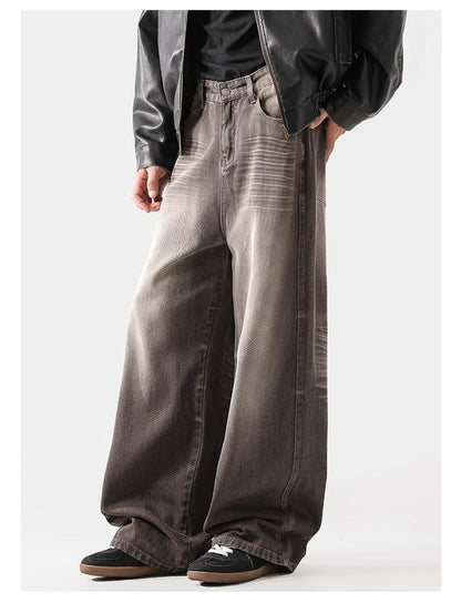 Retro Wave Wash Jeans - Unisex Loose Fit Straight Leg
