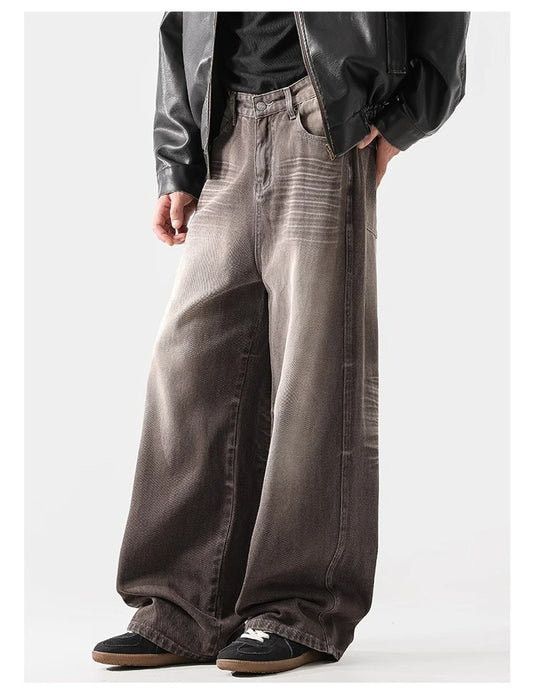 Retro Wave Wash Jeans - Unisex Loose Fit Straight Leg