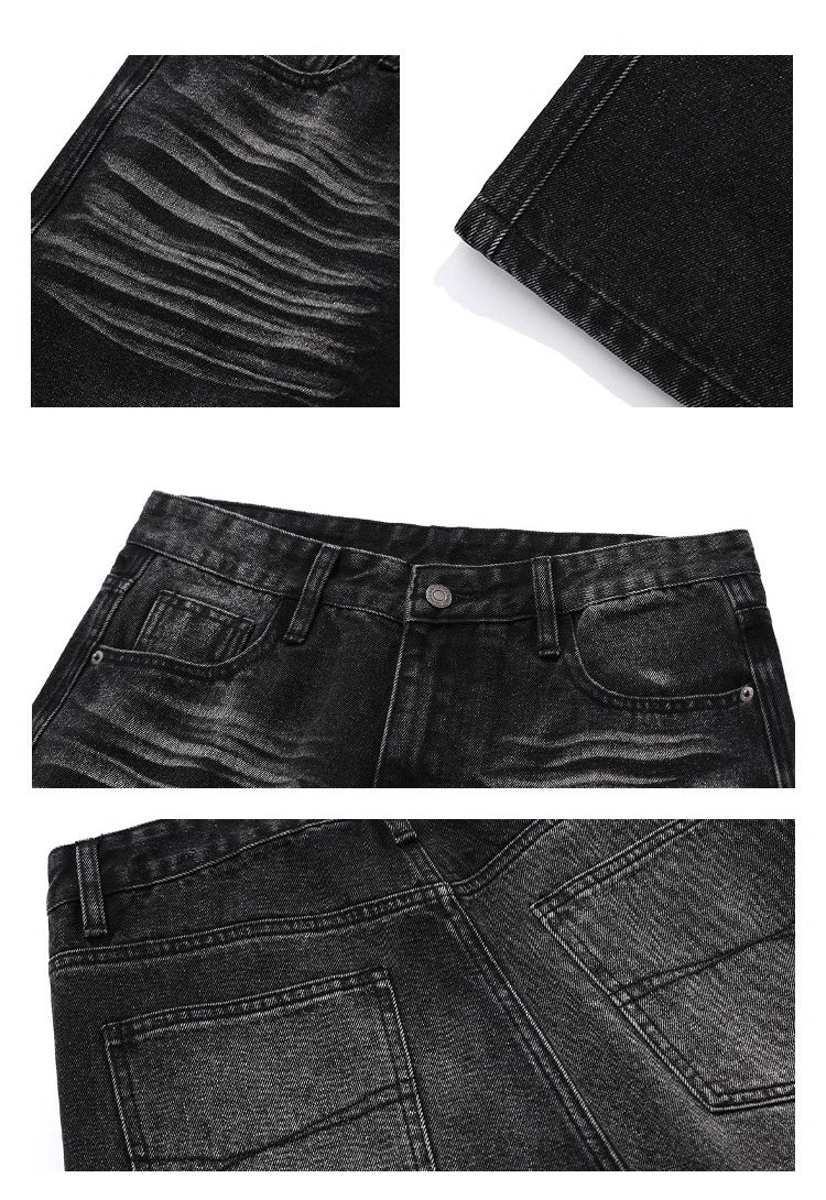 Retro Wave Wash Jeans - Unisex Loose Fit Straight Leg