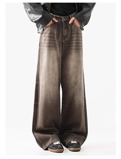 Retro Wave Wash Jeans - Unisex Loose Fit Straight Leg