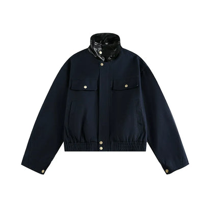 Retro Workwear Barn Jacket American Style Leather Collar
