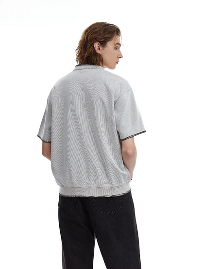 Retro Knit Henley Old Money Style Short Sleeved