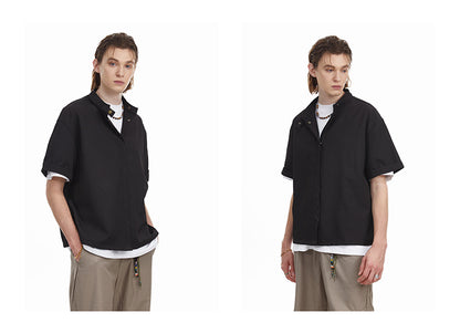 Solid Clean Fit Stand Collar Shirt