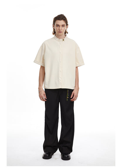 Solid Clean Fit Stand Collar Shirt
