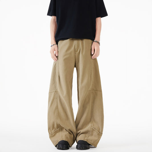 Vintage Deconstructed Barrel Pants Khaki Workwear