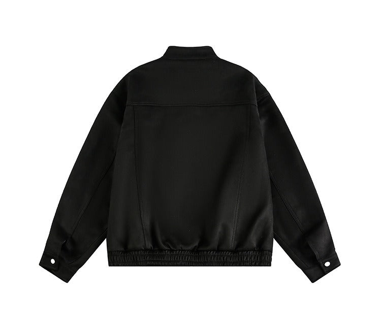 Vintage Faux Suede Jacket Relaxed & Zippered Pockets