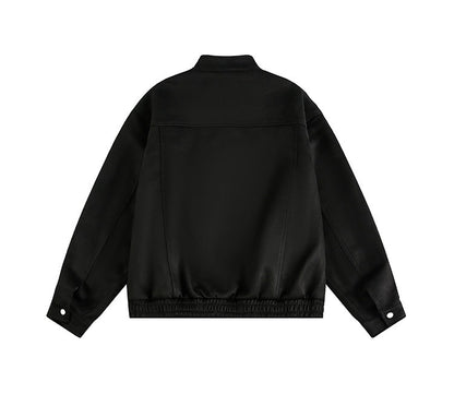Vintage Faux Suede Jacket Relaxed & Zippered Pockets