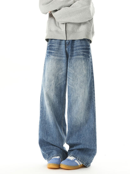 Vintage Wash Baggy Jeans 90s Style Denim