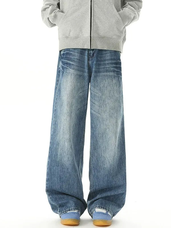 Vintage Wash Baggy Jeans 90s Style Denim