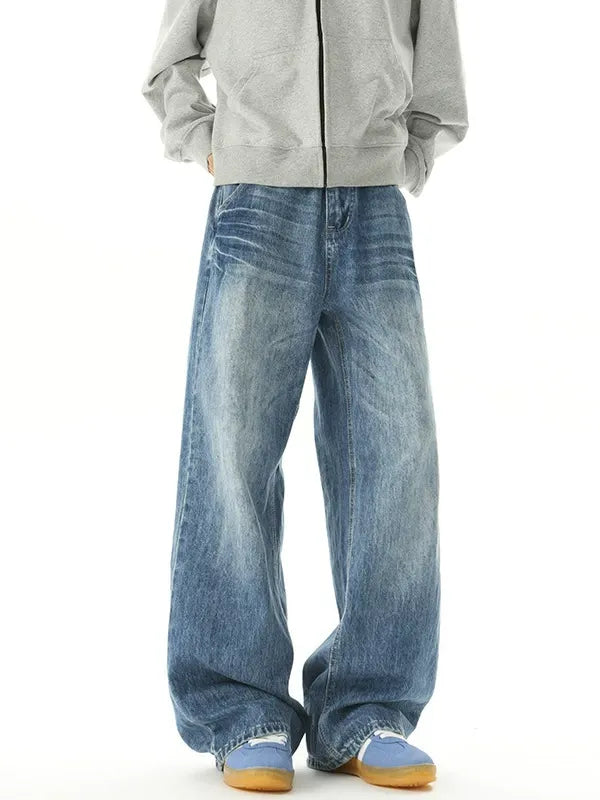 Vintage Wash Baggy Jeans 90s Style Denim