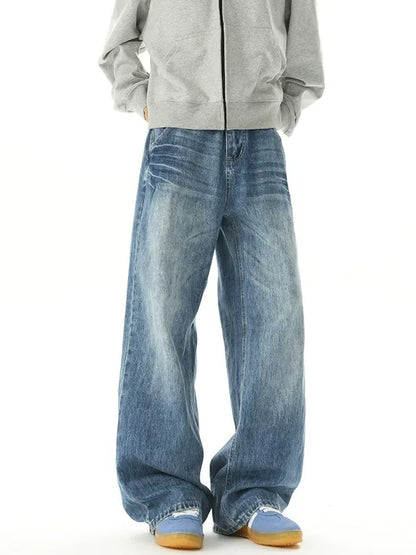 Vintage Wash Baggy Jeans 90s Style Denim