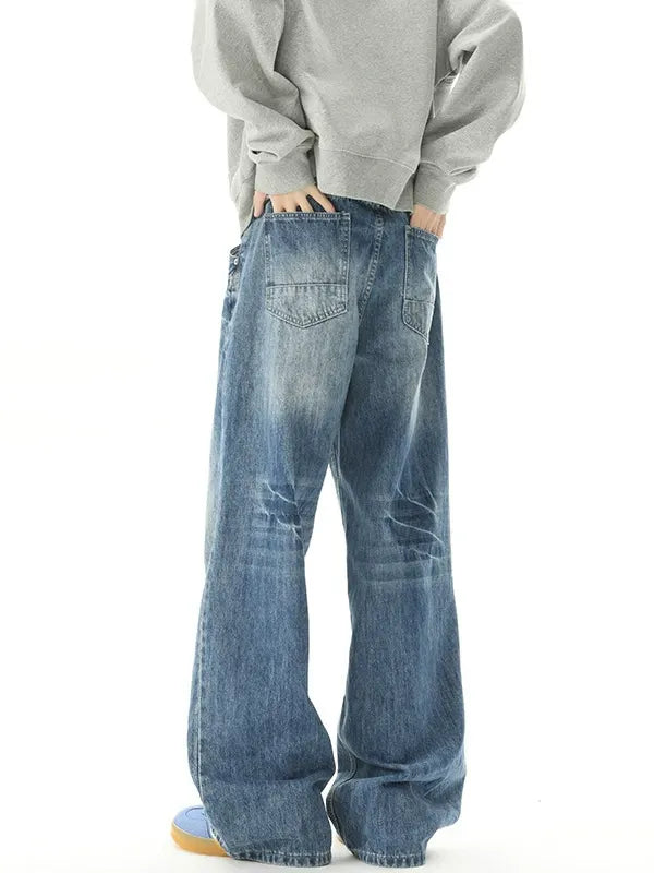 Vintage Wash Baggy Jeans 90s Style Denim