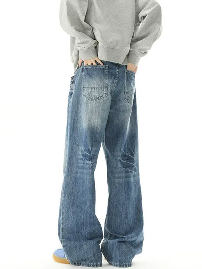 Vintage Wash Baggy Jeans 90s Style Denim