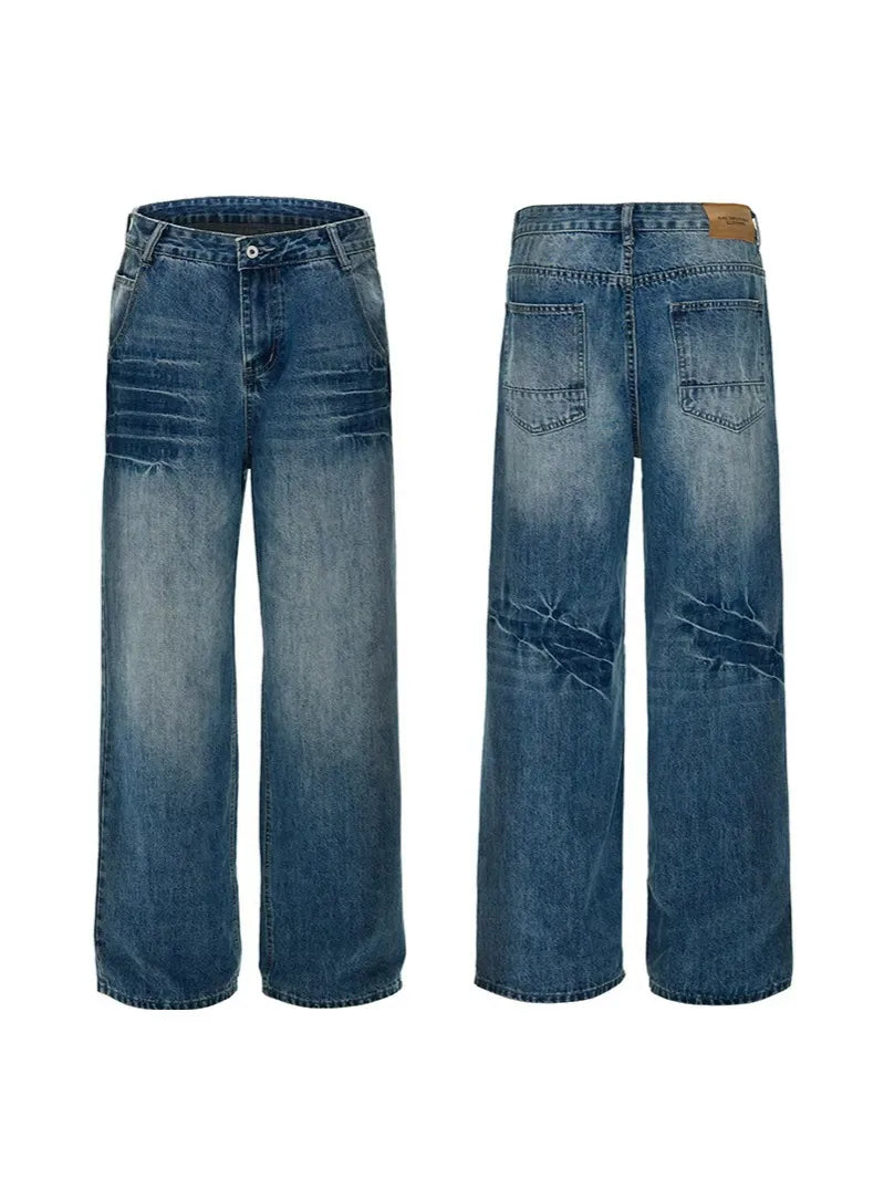 Vintage Wash Baggy Jeans 90s Style Denim