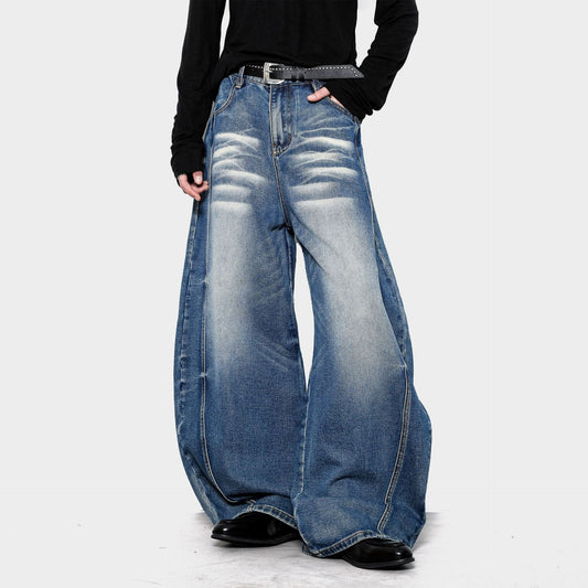 Vintage Whiskered Barrel Leg Jeans