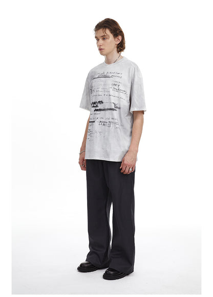 Vintage Hand Drawn Print Tee Streetwear Loose Fit Graphic T-shirt
