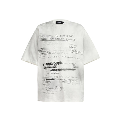 Vintage Hand Drawn Print Tee Streetwear Loose Fit Graphic T-shirt