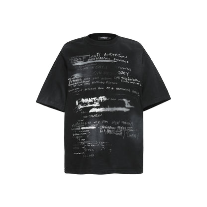 Vintage Hand Drawn Print Tee Streetwear Loose Fit Graphic T-shirt