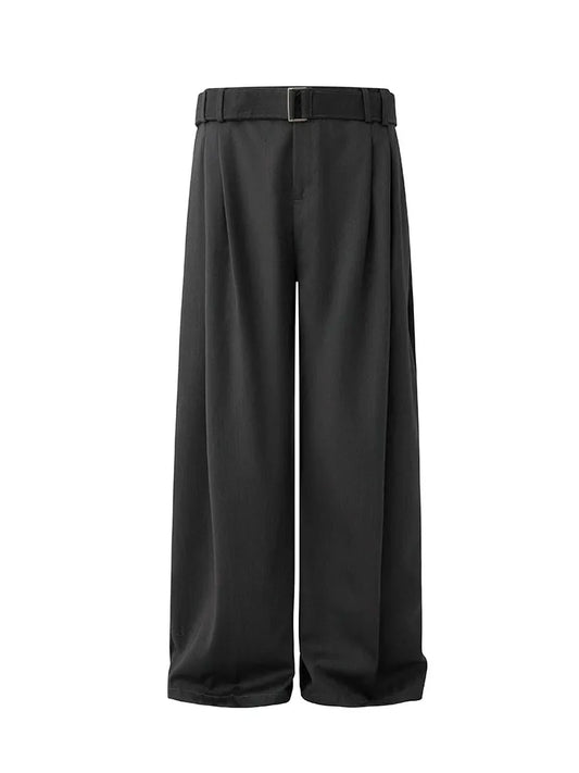 Clean Fit Wide Leg Pants Pleated Draping Fabric
