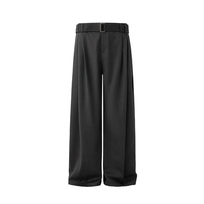 Clean Fit Wide Leg Pants Pleated Draping Fabric