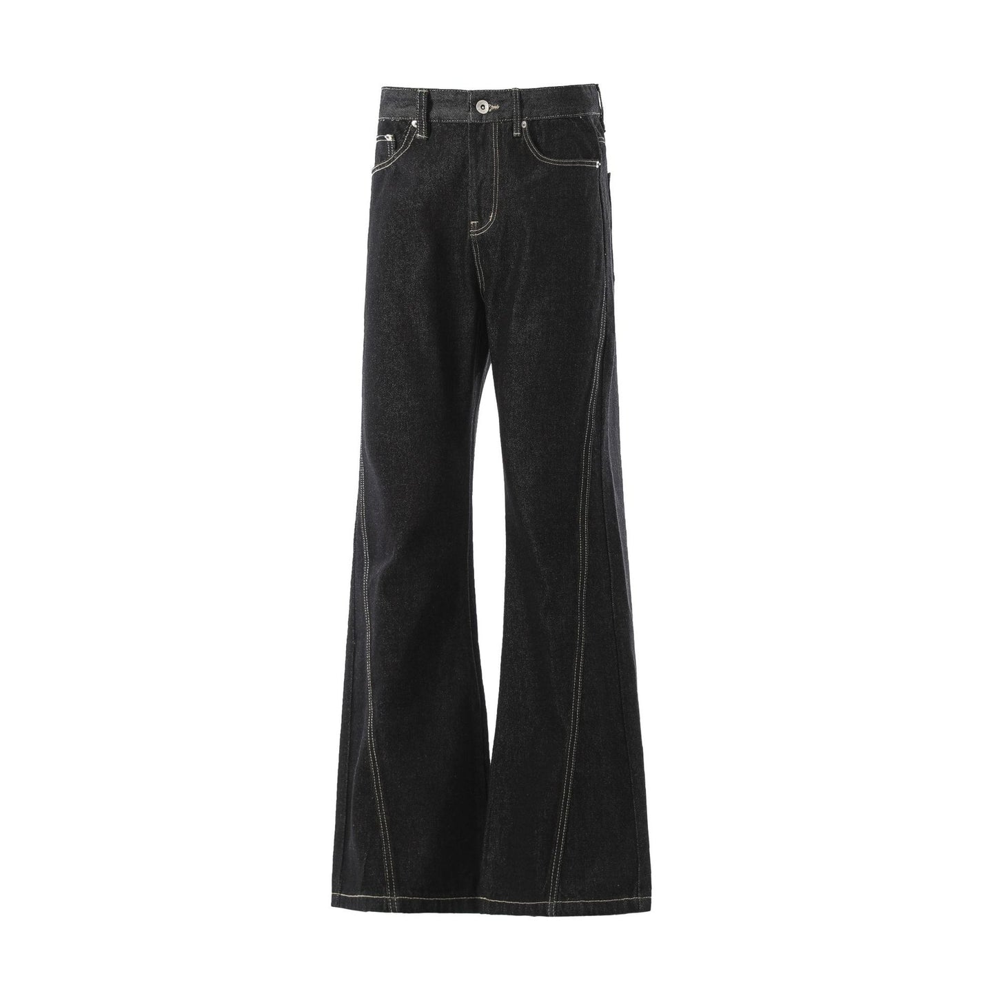Minimalist Black Raw Denim Jeans Wide Leg Relaxed Fit