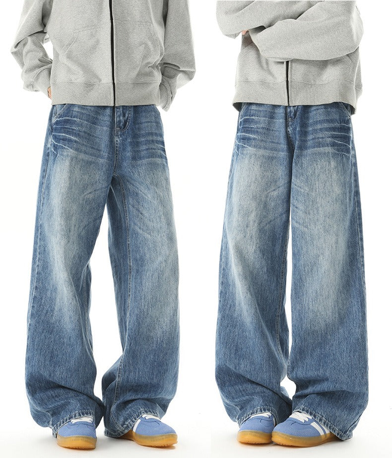 Vintage Wash Baggy Jeans 90s Style Denim