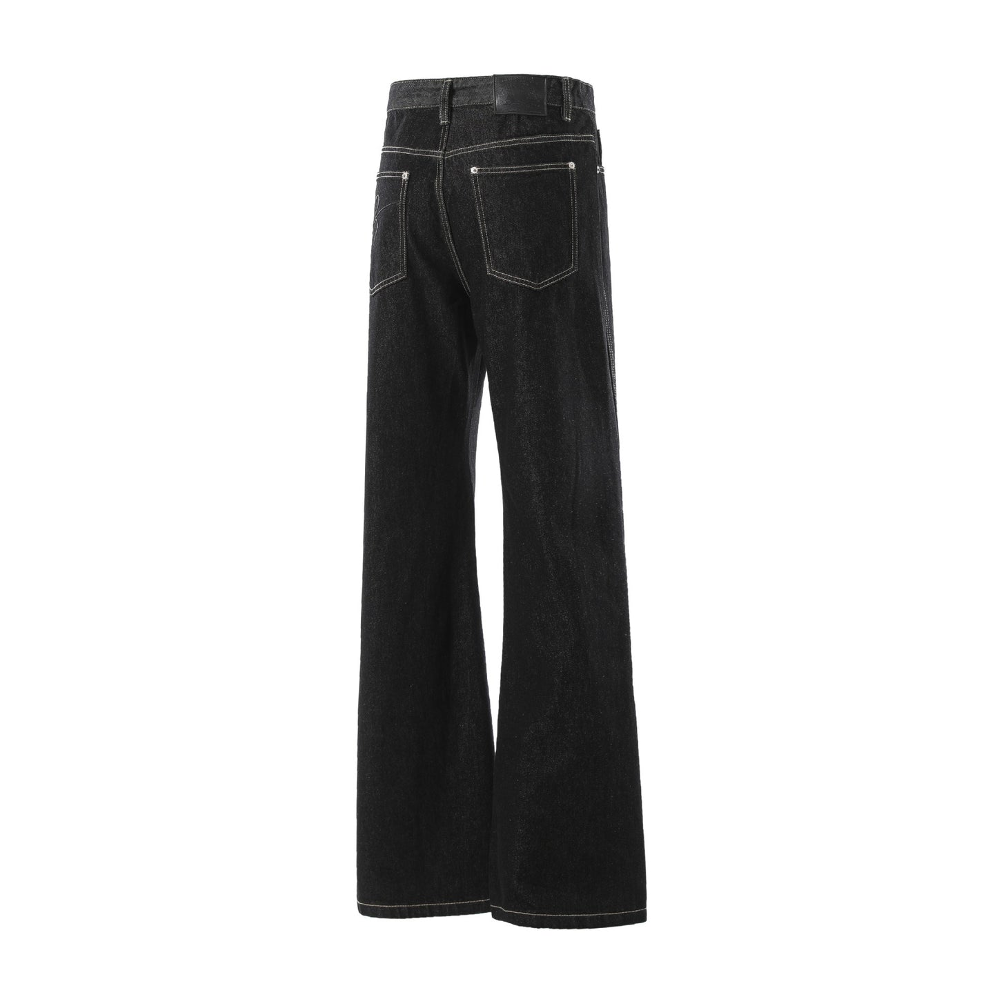 Minimalist Black Raw Denim Jeans Wide Leg Relaxed Fit