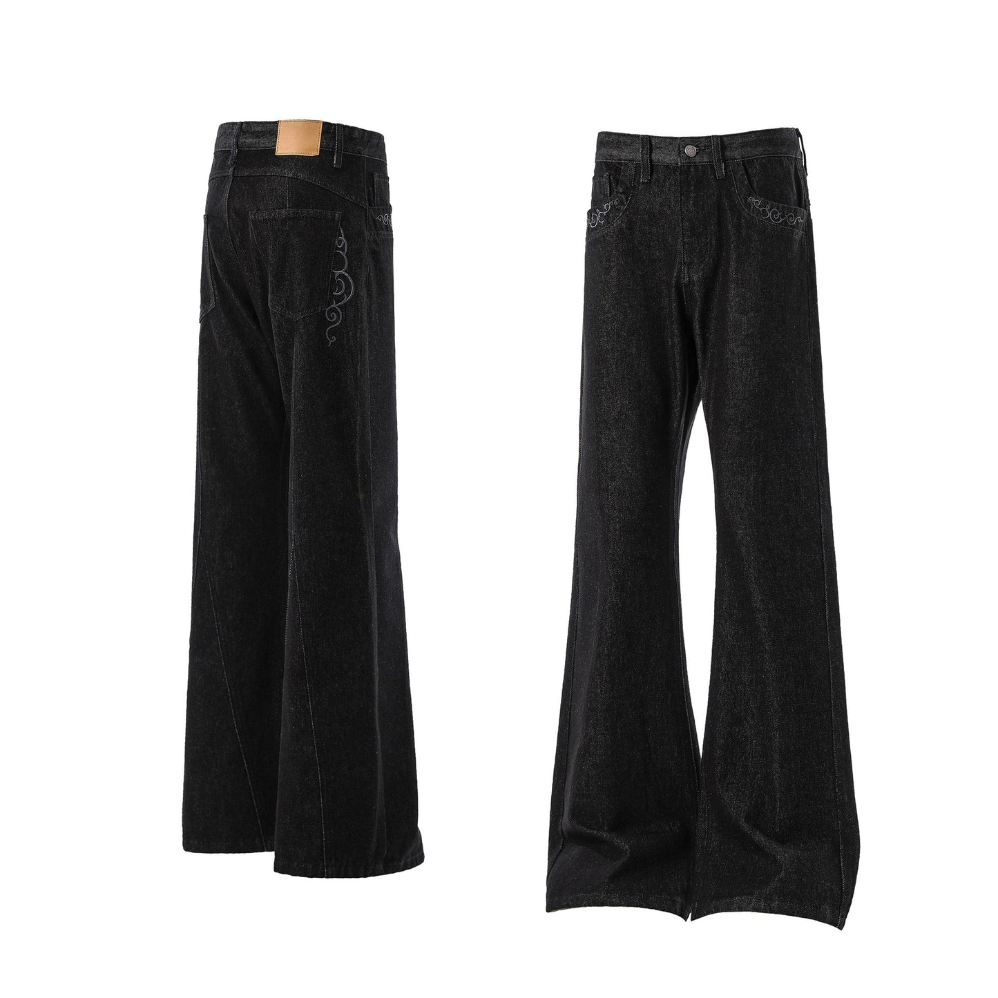 Y2K Retro Black Bootcut Denim Jeans Embroidery