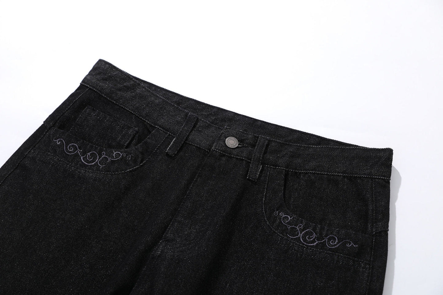 Y2K Retro Black Bootcut Denim Jeans Embroidery