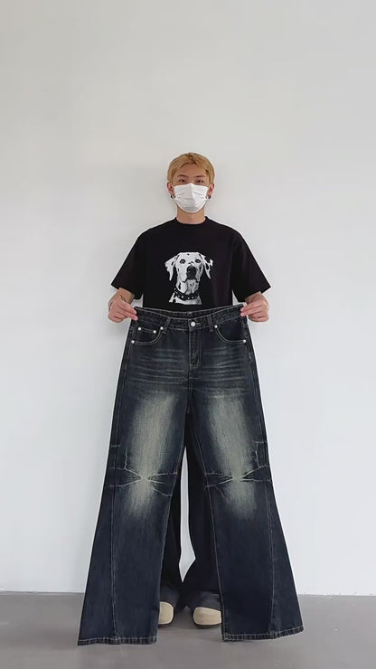Vintage Wash Structured Flare Jeans